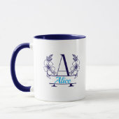 Custom Initial Floral Monogram Mug マグカップ (左)