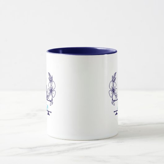Custom Initial Floral Monogram Mug マグカップ (中央)
