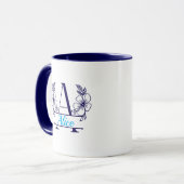 Custom Initial Floral Monogram Mug マグカップ (正面左)