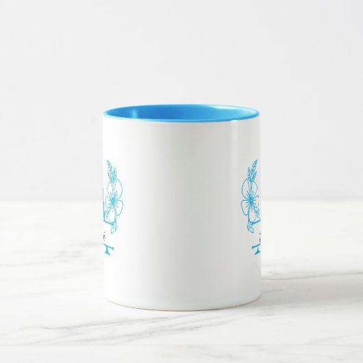 Custom Initial Floral Monogram Mug マグカップ (中央)