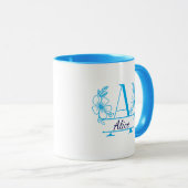 Custom Initial Floral Monogram Mug マグカップ (正面右)