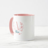 Custom Initial Floral Monogram Mug マグカップ (正面左)