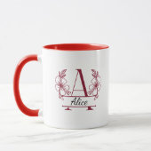 Custom Initial Floral Monogram Mug マグカップ (左)