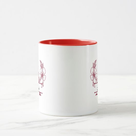 Custom Initial Floral Monogram Mug マグカップ (中央)