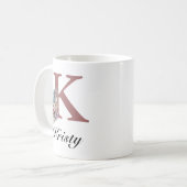 Custom Initial & Girl Name Personalized Monogram コーヒーマグカップ (正面左)