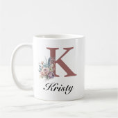 Custom Initial & Girl Name Personalized Monogram コーヒーマグカップ (左)