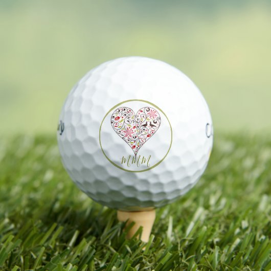 CUSTOM INITIAL GOLF BALL WITH SCANDINAVIAN HEART ゴルフボール (インサイチュ 木)