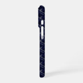Custom Initial Large Modern Blue Lattice Rubber iPhoneケース (左側面)
