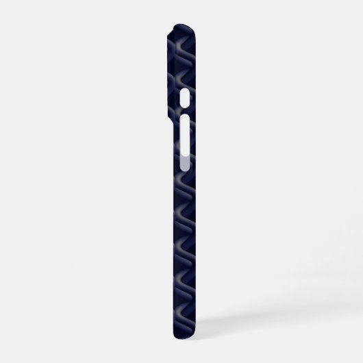 Custom Initial Large Modern Blue Lattice Rubber iPhoneケース (左側面)