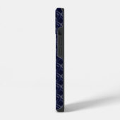 Custom Initial Large Modern Blue Lattice Rubber iPhoneケース (左側面)