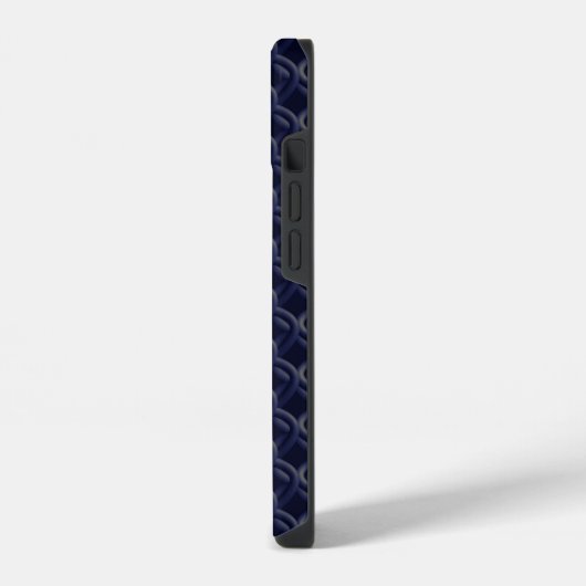 Custom Initial Large Modern Blue Lattice Rubber iPhoneケース (左側面)