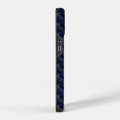 Custom Initial Large Modern Blue Lattice Rubber iPhoneケース (右側面)