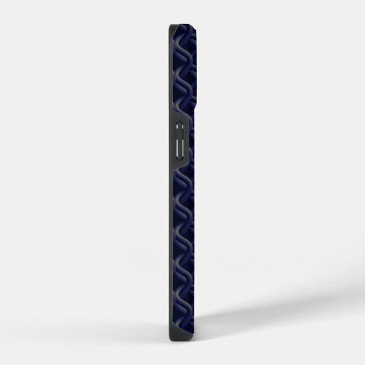 Custom Initial Large Modern Blue Lattice Rubber iPhoneケース (右側面)