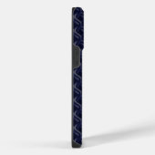 Custom Initial Large Modern Blue Lattice Rubber iPhoneケース (右側面)