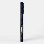 Custom Initial Large Modern Blue Lattice Rubber iPhoneケース (右側面)