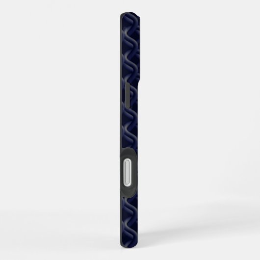 Custom Initial Large Modern Blue Lattice Rubber iPhoneケース (右側面)