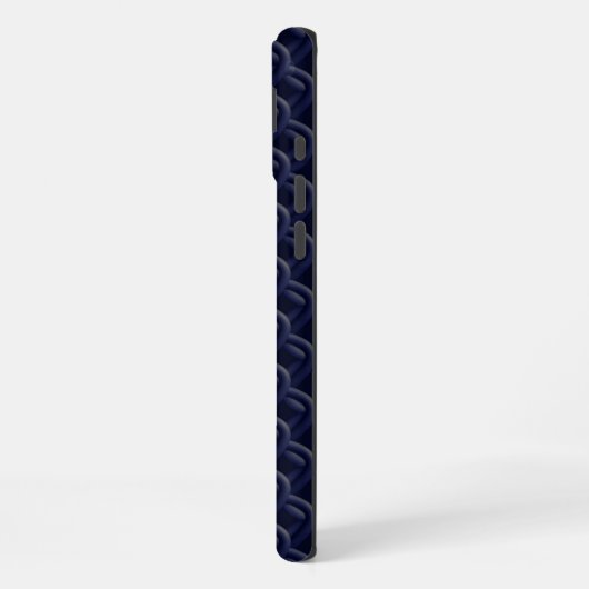 Custom Initial Large Modern Blue Lattice Rubber iPhoneケース (左側面)