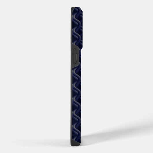 Custom Initial Large Modern Blue Lattice Rubber iPhoneケース (右側面)