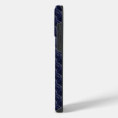 Custom Initial Large Modern Blue Lattice Rubber iPhoneケース (左側面)