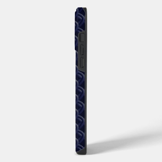Custom Initial Large Modern Blue Lattice Rubber iPhoneケース (左側面)