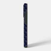 Custom Initial Large Modern Blue Lattice Rubber iPhoneケース (左側面)