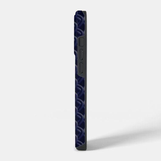 Custom Initial Large Modern Blue Lattice Rubber iPhoneケース (左側面)