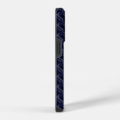 Custom Initial Large Modern Blue Lattice Rubber iPhoneケース (右側面)