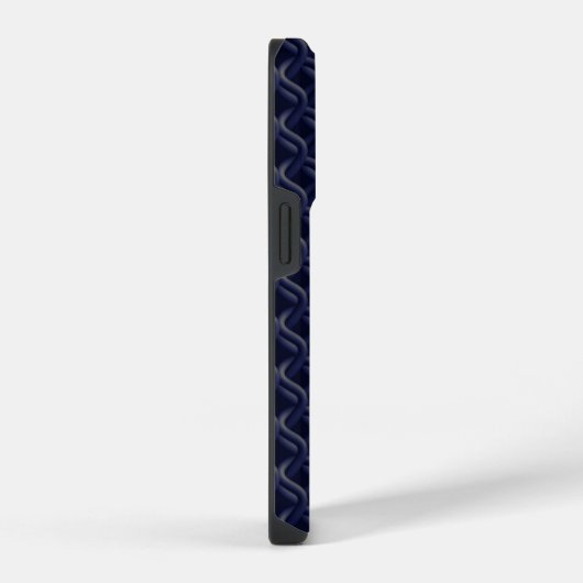 Custom Initial Large Modern Blue Lattice Rubber iPhoneケース (右側面)