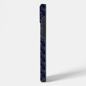 Custom Initial Large Modern Blue Lattice Rubber iPhoneケース (左側面)