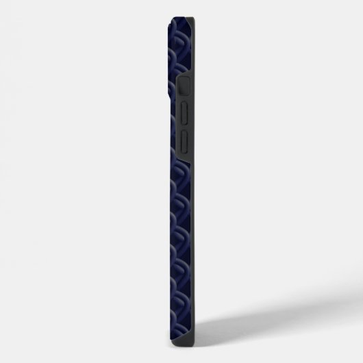 Custom Initial Large Modern Blue Lattice Rubber iPhoneケース (左側面)