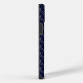 Custom Initial Large Modern Blue Lattice Rubber iPhoneケース (右側面)