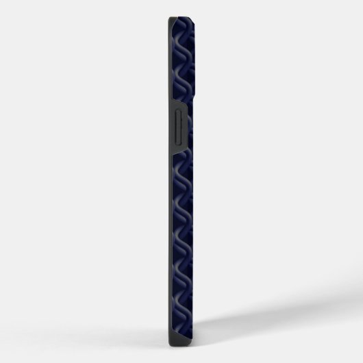 Custom Initial Large Modern Blue Lattice Rubber iPhoneケース (右側面)