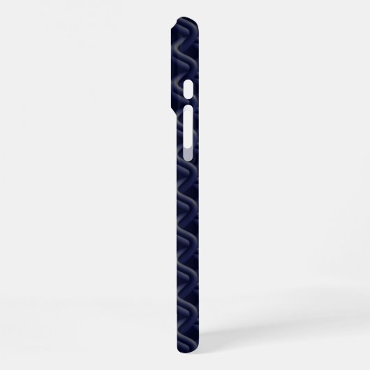 Custom Initial Large Modern Blue Lattice Rubber iPhoneケース (左側面)