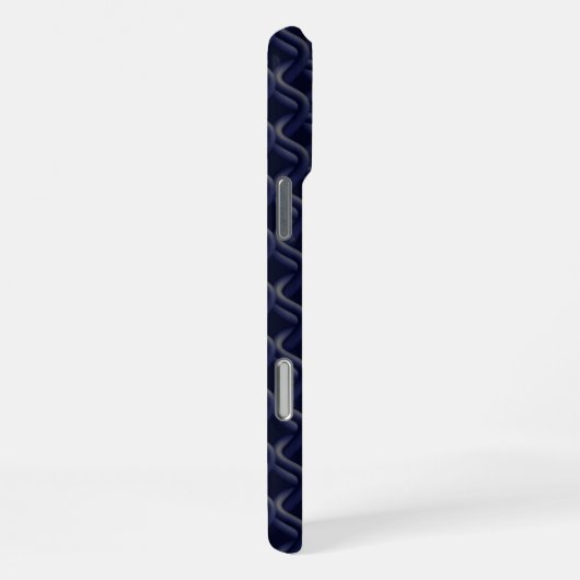 Custom Initial Large Modern Blue Lattice Rubber iPhoneケース (右側面)
