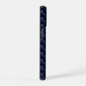 Custom Initial Large Modern Blue Lattice Rubber iPhone 15ケース (右側面)