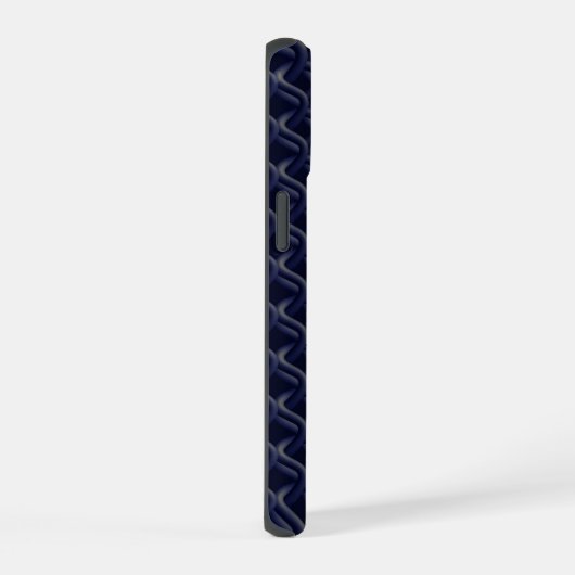 Custom Initial Large Modern Blue Lattice Rubber iPhone 15ケース (右側面)
