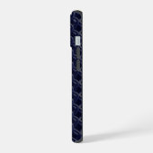 Custom Initial Large Modern Blue Lattice Rubber iPhone 15ケース (左側面)