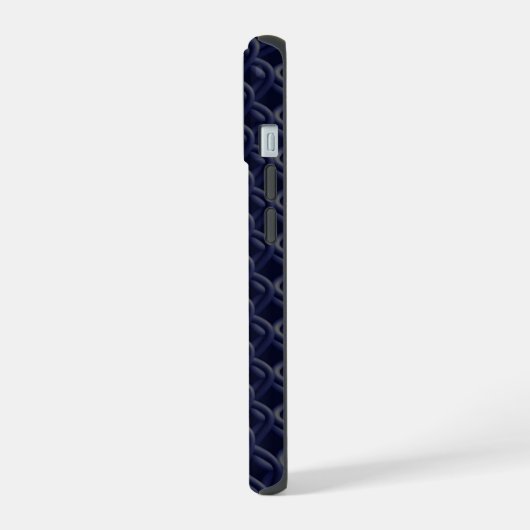 Custom Initial Large Modern Blue Lattice Rubber iPhone 15ケース (左側面)