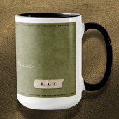Custom Initial Moss Green Forest Storyteller Mug マグカップ
