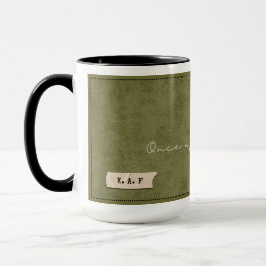 Custom Initial Moss Green Forest Storyteller Mug マグカップ (左)