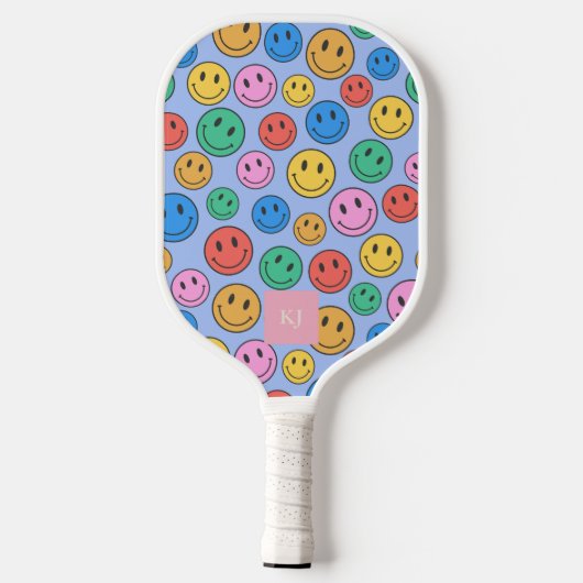 Custom Initial Smiley Face Pickleball Paddle ピックルボールラケット (裏面)