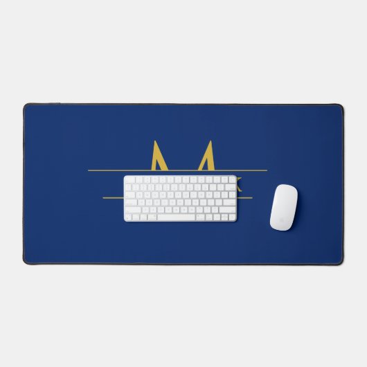Custom Initials and Name Navy Desk Mat for Work デスクマット (キーボード&マウス)