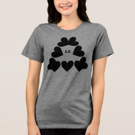 Custom Initials Heart Triangle Ladies トライブレンドＴシャツ