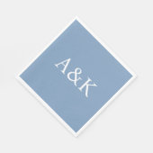 Custom Initials on Dusty Slate Blue Wedding スタンダードランチョンナプキン (角)