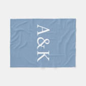 Custom Initials on Dusty Slate Blue Wedding フリースブランケット (正面(横))