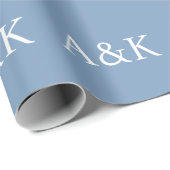 Custom Initials on Dusty Slate Blue Wedding ラッピングペーパー (ロールコーナー)