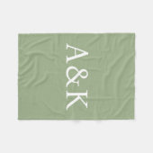Custom Initials on Sage Green Wedding フリースブランケット (正面(横))