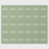 Custom Initials on Sage Green Wedding ラッピングペーパー (フラット)