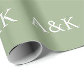 Custom Initials on Sage Green Wedding ラッピングペーパー (ロールコーナー)