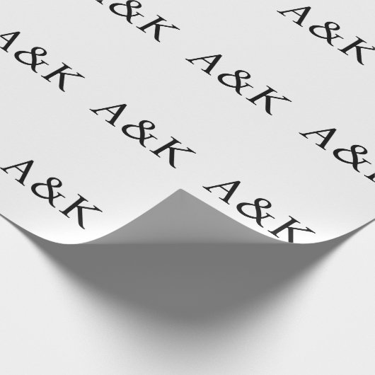 Custom Initials on White Wedding Gift ラッピングペーパー (角)